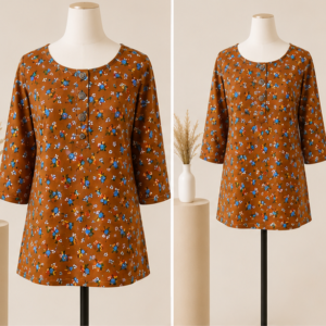 Home Brown Floral Everyday Tunic Front View for Women