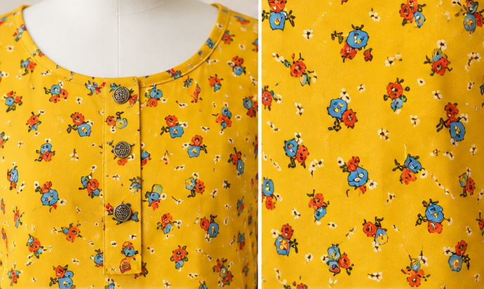 Neckline and Button Detail of Floral Top Neckline and Button Detail of Floral Top