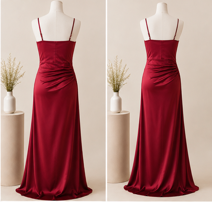 Ruby Satin Maxi Dress Back Back view of Ruby Satin Maxi Dress