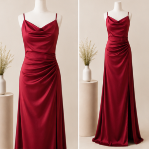 Ruby Satin Maxi Dress front view