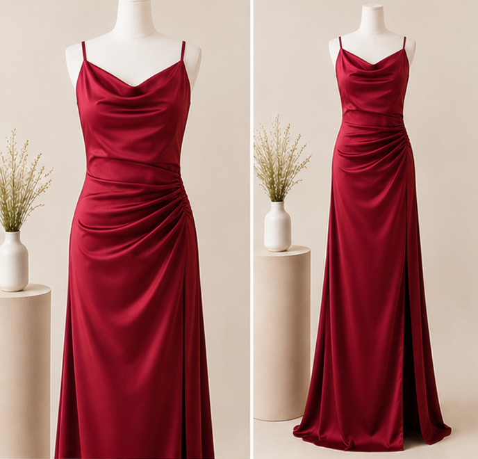 Ruby Satin Maxi Dress Front Ruby Satin Maxi Dress front view