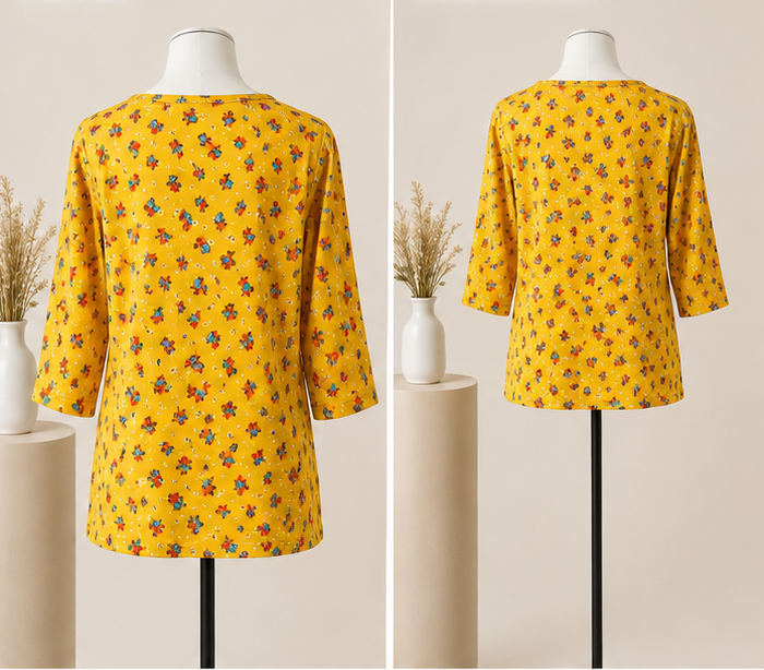 Sunflower Bloom Floral Top Back View Sunflower Bloom Floral Top Back View